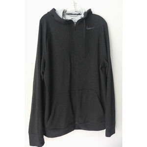 Nike Dri-Fit Full Zip Hoodie Men's L Dark Grey Stretch Comfort Workout 789979
